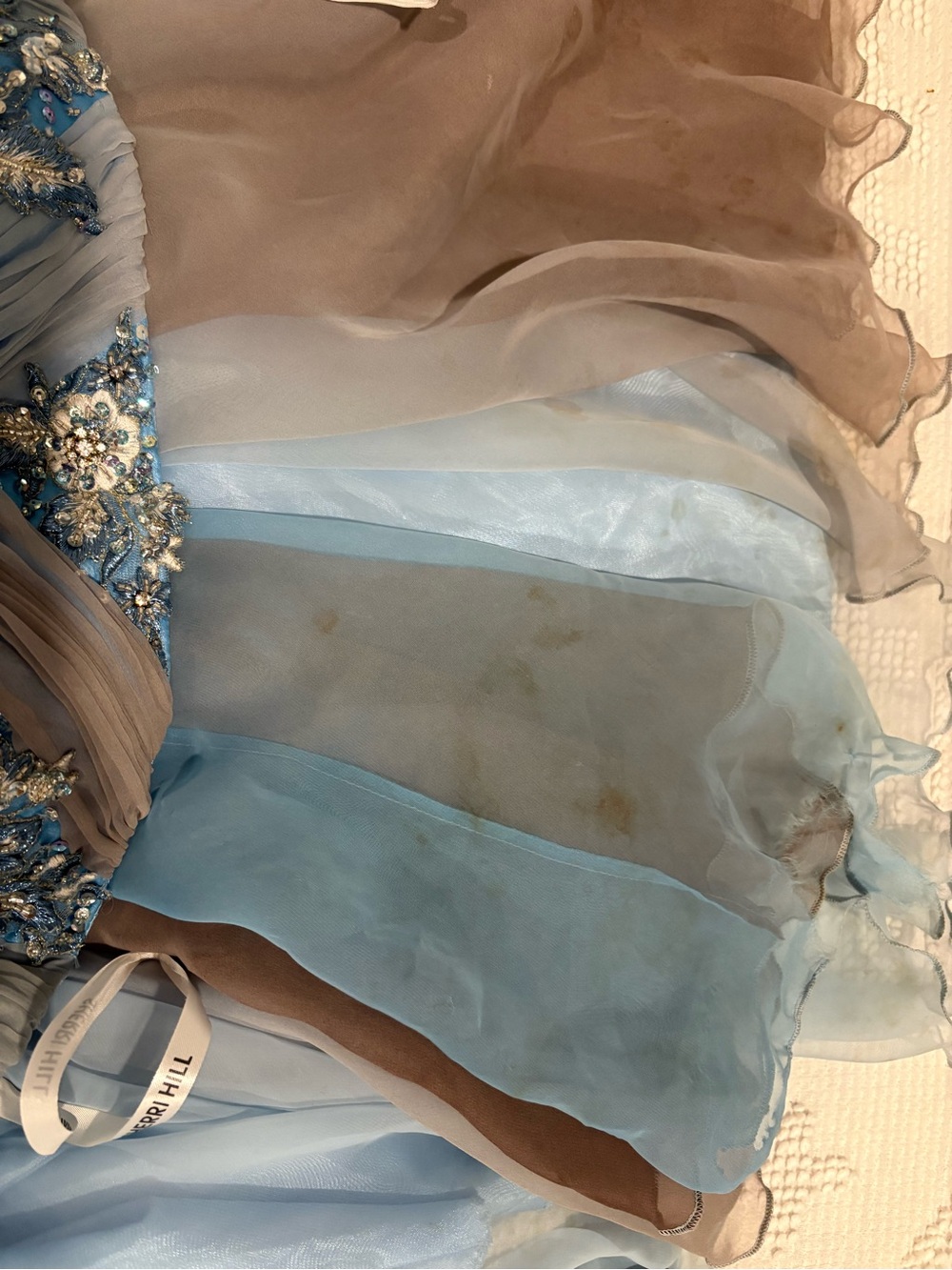 Sherri Hill Light Blue Satin Prom Dress - Picture 5 of 5